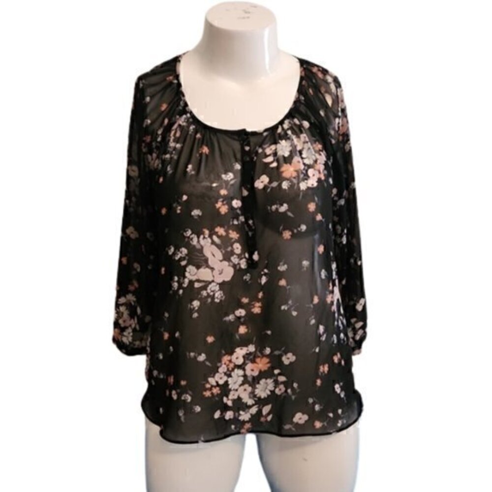 [Lauren Conrad] Sheer Floral Blouse - Size L